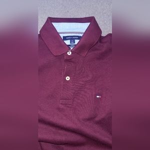 Tommy Hilfiger Men's Polo T-shirt Burgundy Size M 100% Cotton